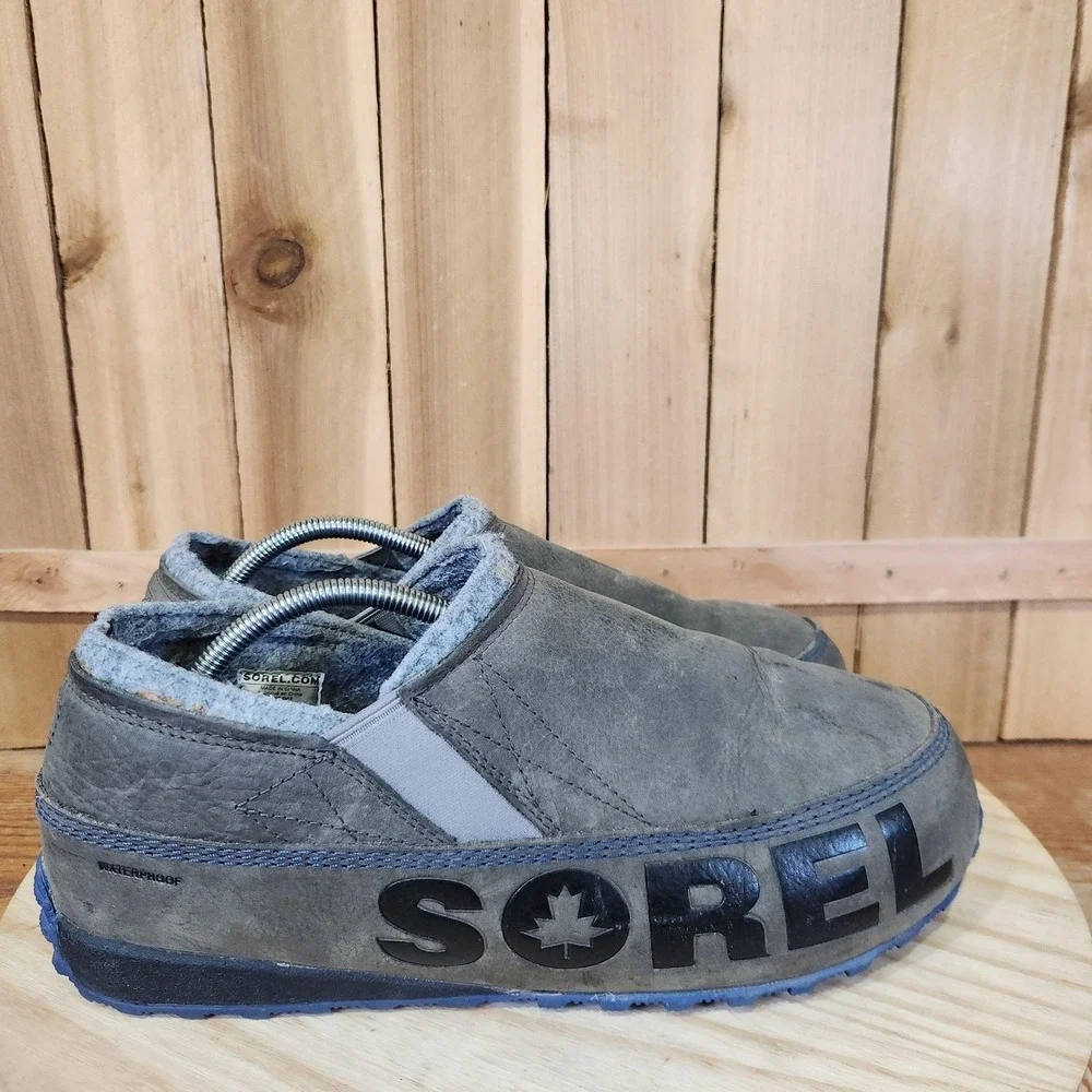Sorel Fairbanks Slip On Shoes Mens 10.5 Gray Nubuck Waterproof Lined Winter